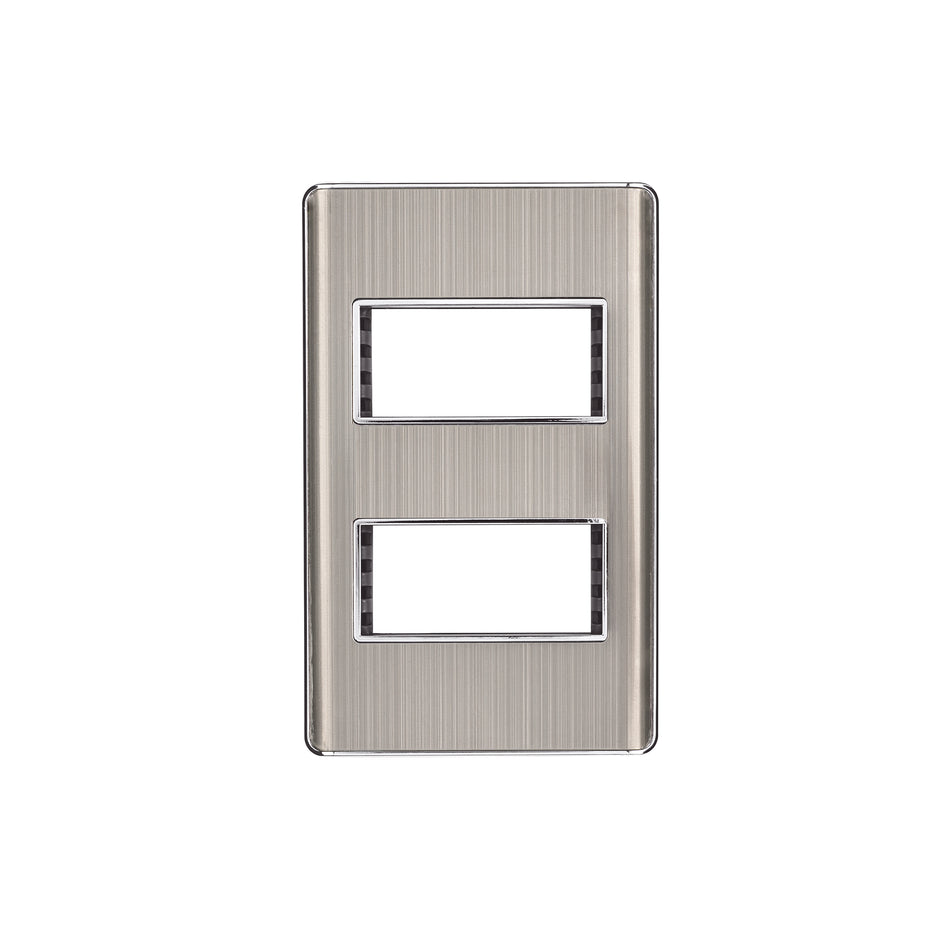 Placa de acero inox con 2 ventanas 1 módulo, línea Lisboa