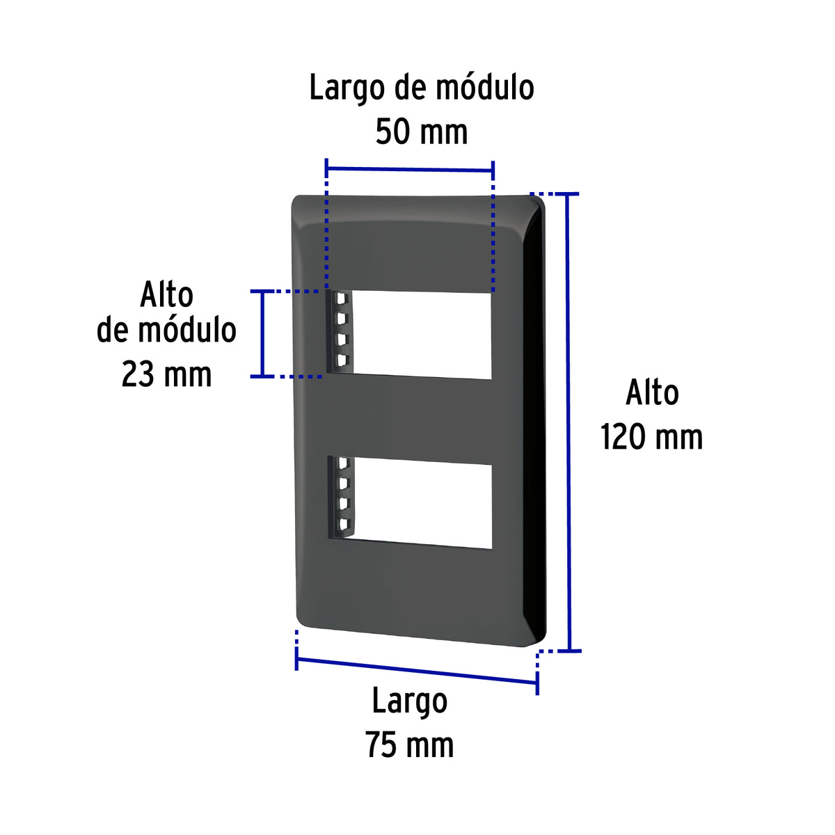 Placa negra de 2 ventanas 1 módulo, línea Lisboa, Volteck