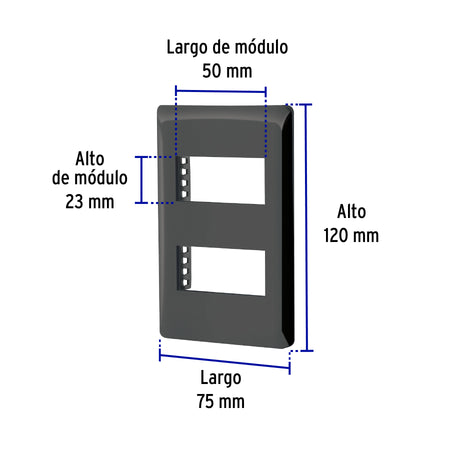 Placa negra de 2 ventanas 1 módulo, línea Lisboa, Volteck