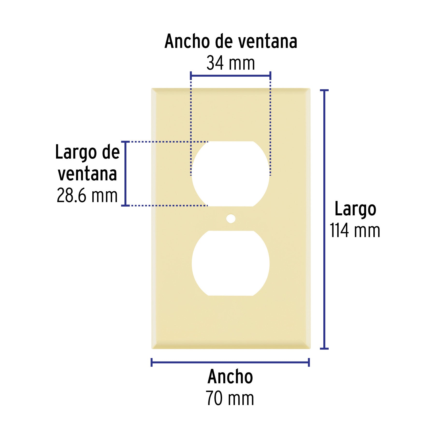 Placa de ABS dúplex, Standard, marfil, Volteck