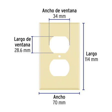 Placa de ABS dúplex, Standard, marfil, Volteck