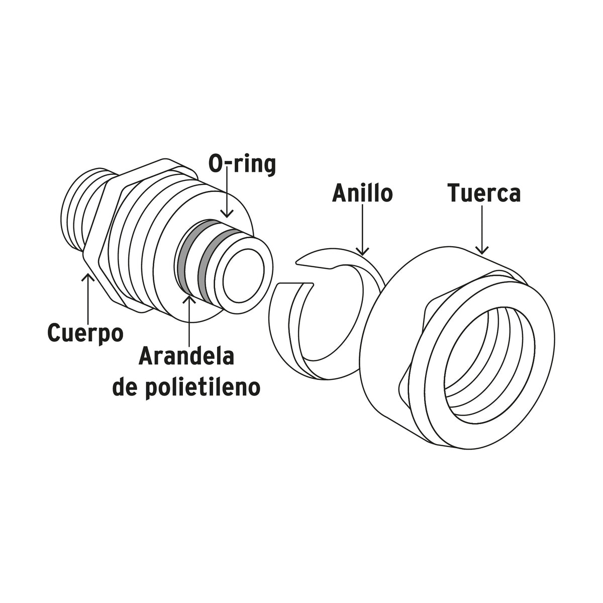 Cople de compresión reducido para PEALPE, 1/2' x 3/8', FOSET