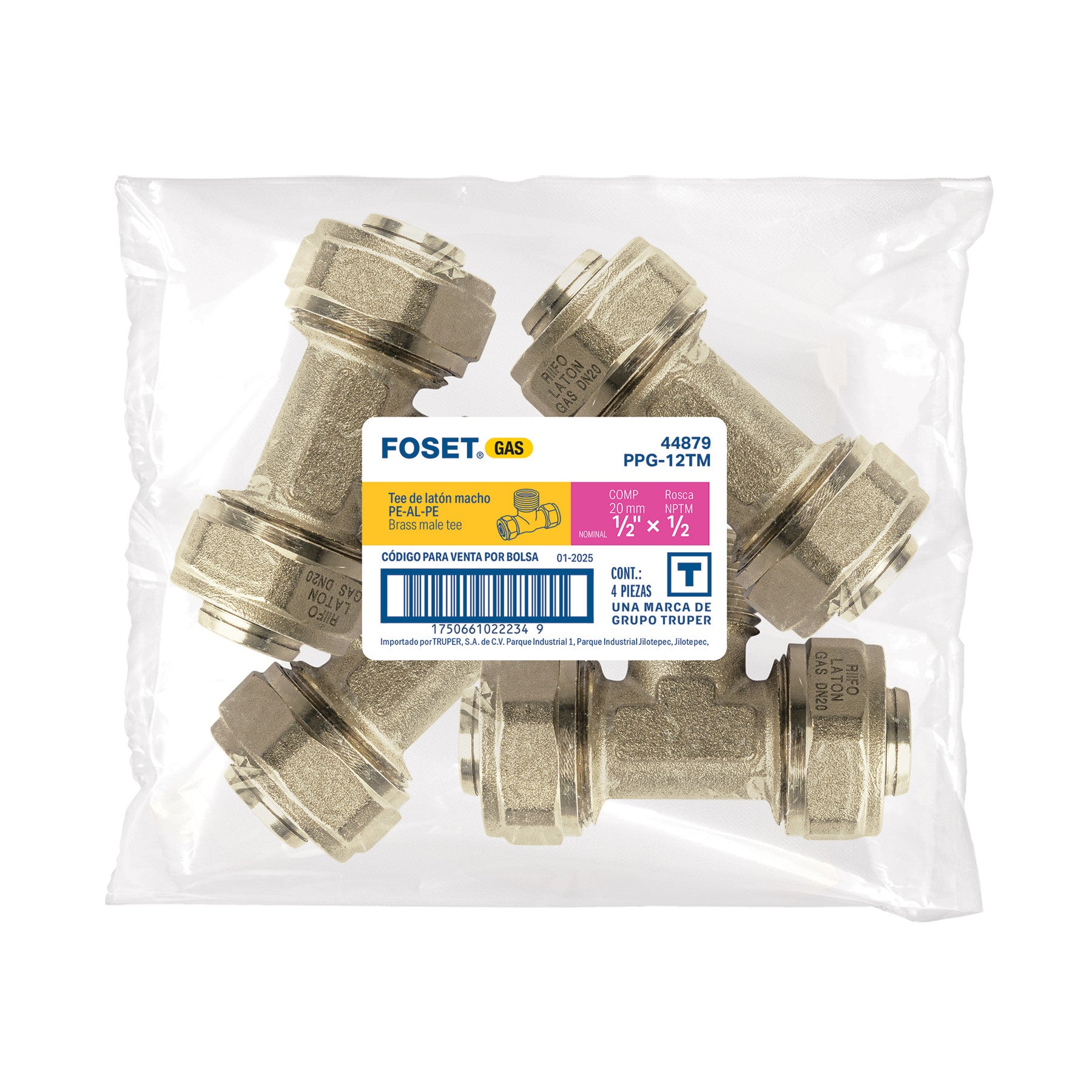 Tee macho para PEALPE, 1/2', FOSET