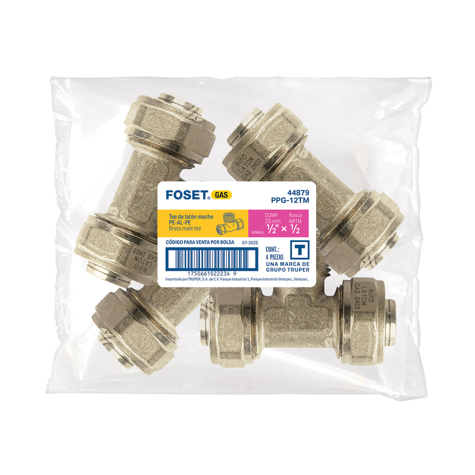 Tee macho para PEALPE, 1/2', FOSET