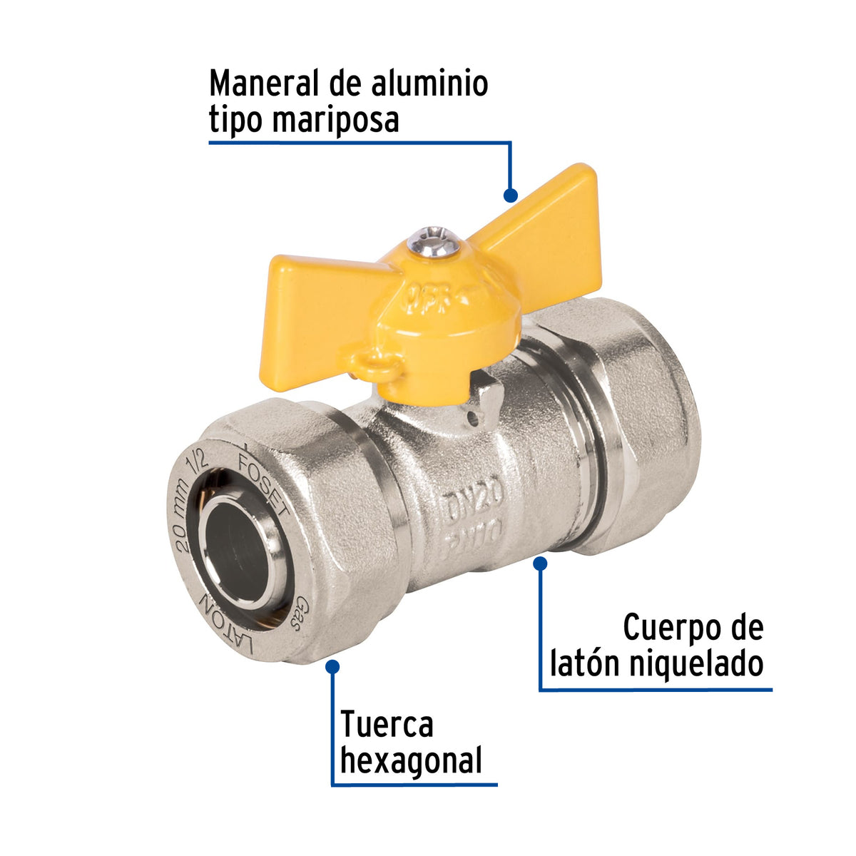 Valvula esfera para PE-AL-PE FOSET 1/2"