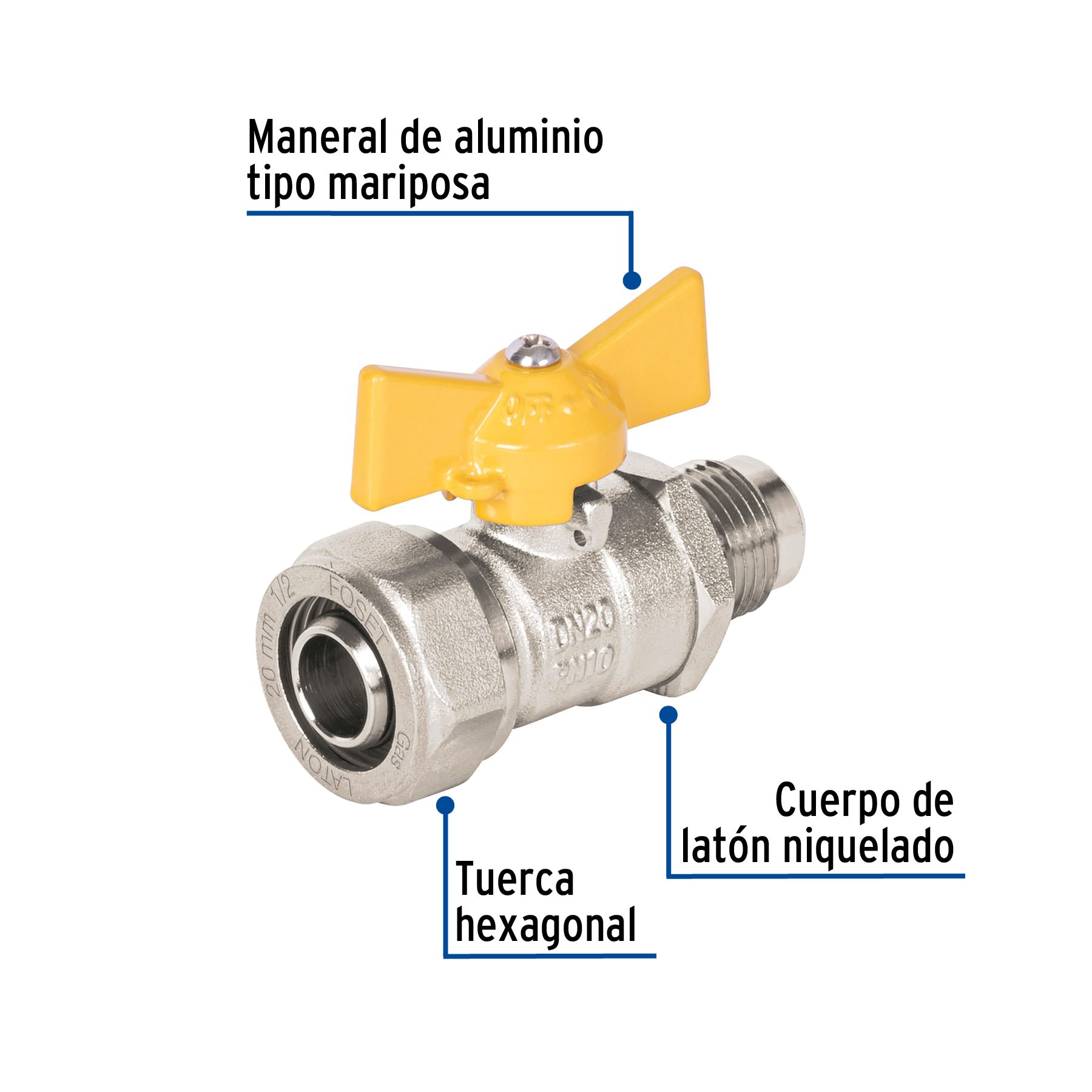 Valvula esfera para PE-AL-PEa flare FOSET 1/2"