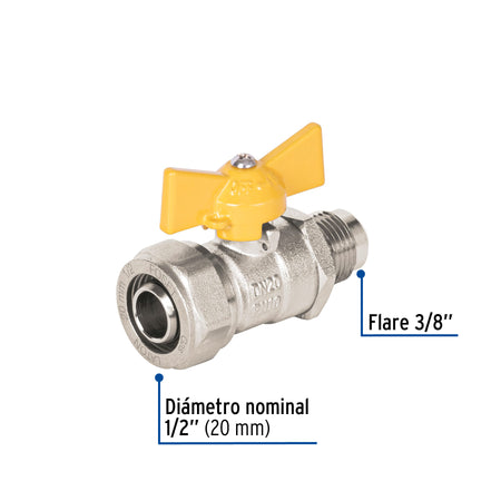 Valvula esfera para PE-AL-PEa flare FOSET 1/2"