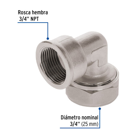 Codo 90° para PEALPE 3/4" con rosca hembra FOSET
