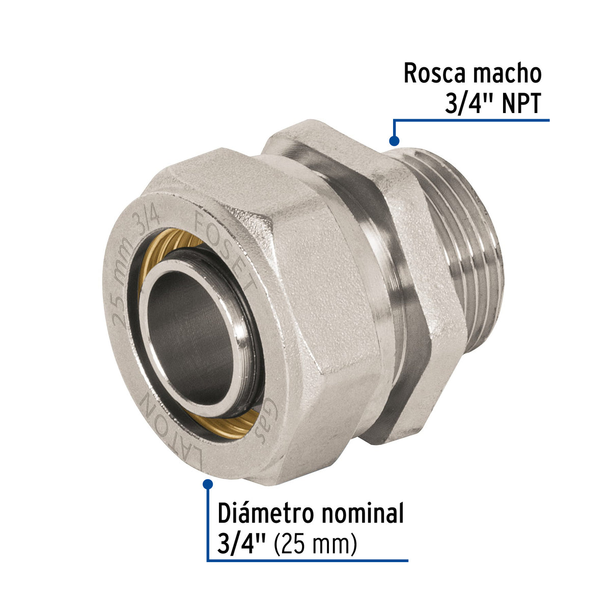 Conector para PEALPE con rosca macho FOSET 3/4"