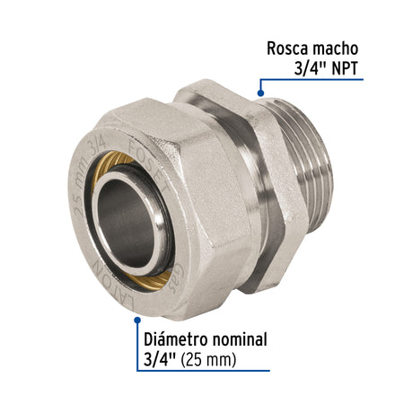 Conector para PEALPE con rosca macho FOSET 3/4"