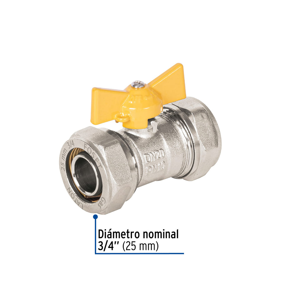 Válvula esfera para PE-AL-PE, 3/4', FOSET