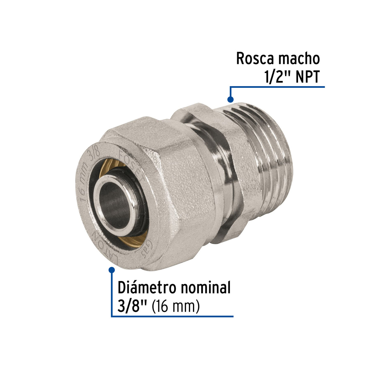 Conector para PEALPE con rosca macho FOSET 3/8"