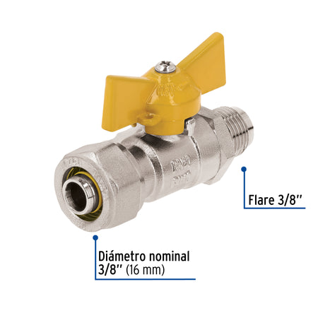 Valvula esfera para PE-AL-PEa flare FOSET 3/8"