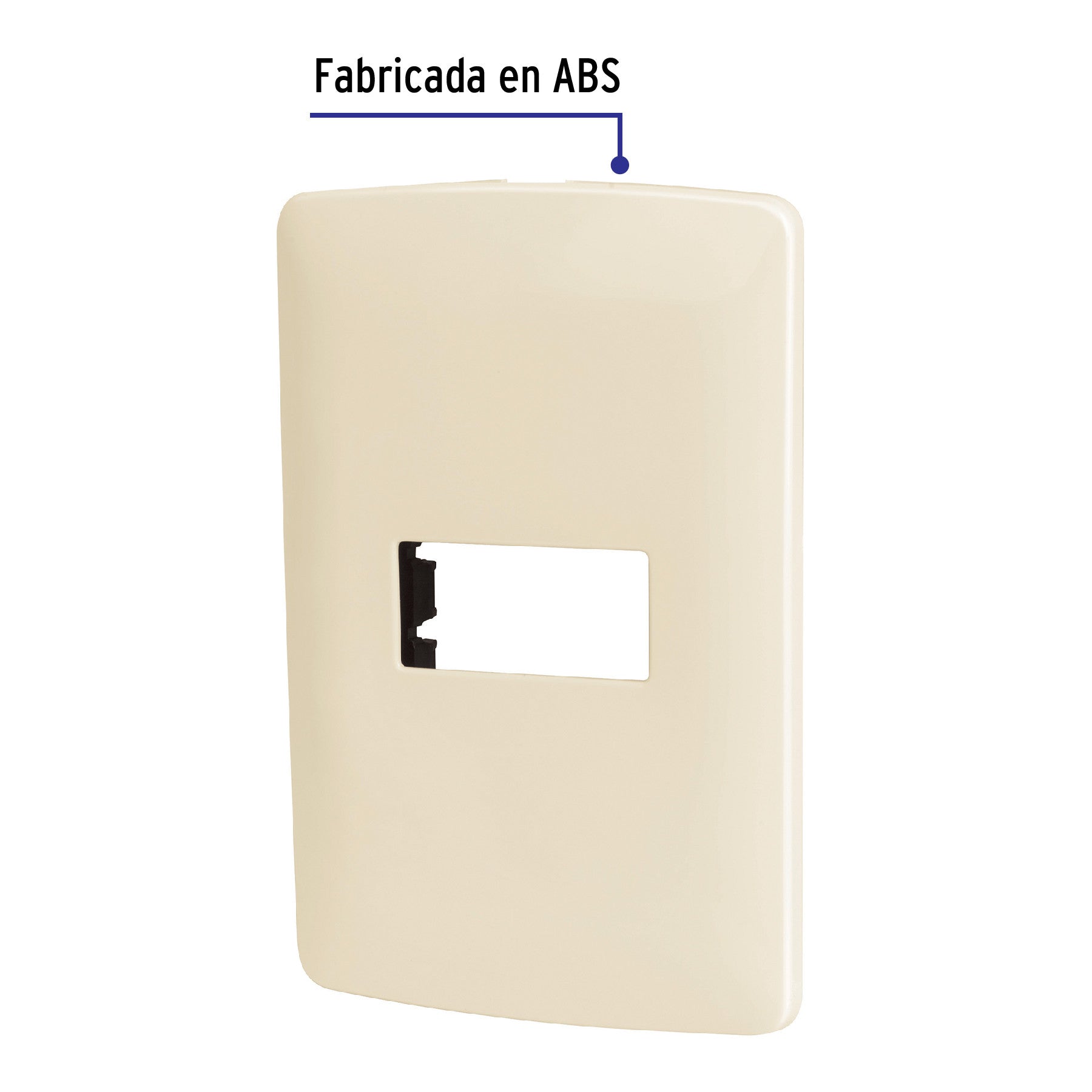 Placa 1 módulo de ABS, línea italiana, color plata, Volteck