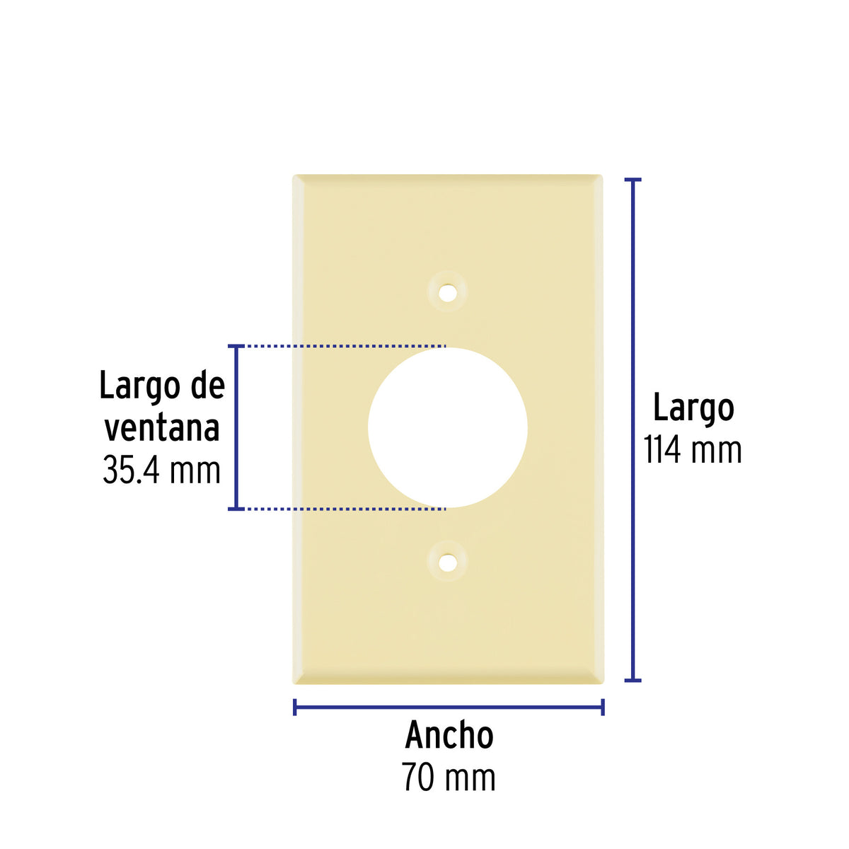 Placa de ABS para contacto redondo, Standard, marfil