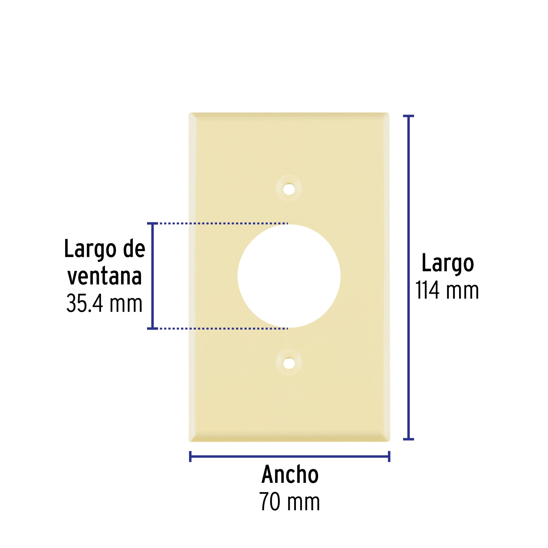 Placa de ABS para contacto redondo, Standard, marfil