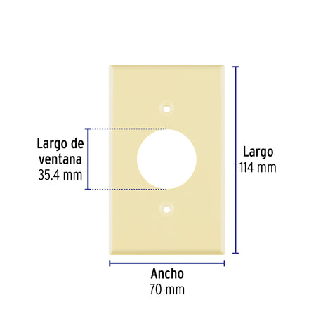 Placa de ABS para contacto redondo, Standard, marfil