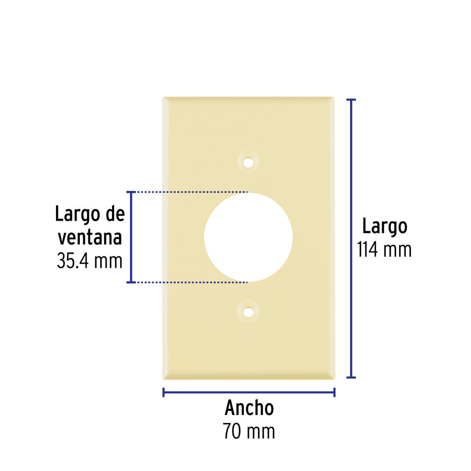 Placa de ABS para contacto redondo, Standard, marfil