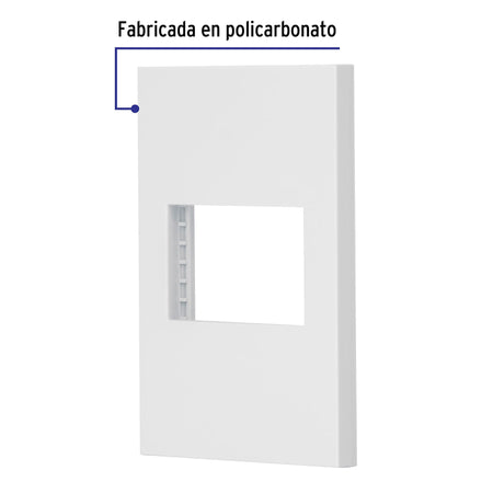 Placa 1 ventana, 1.5 módulos, línea Española, color blanco blanco