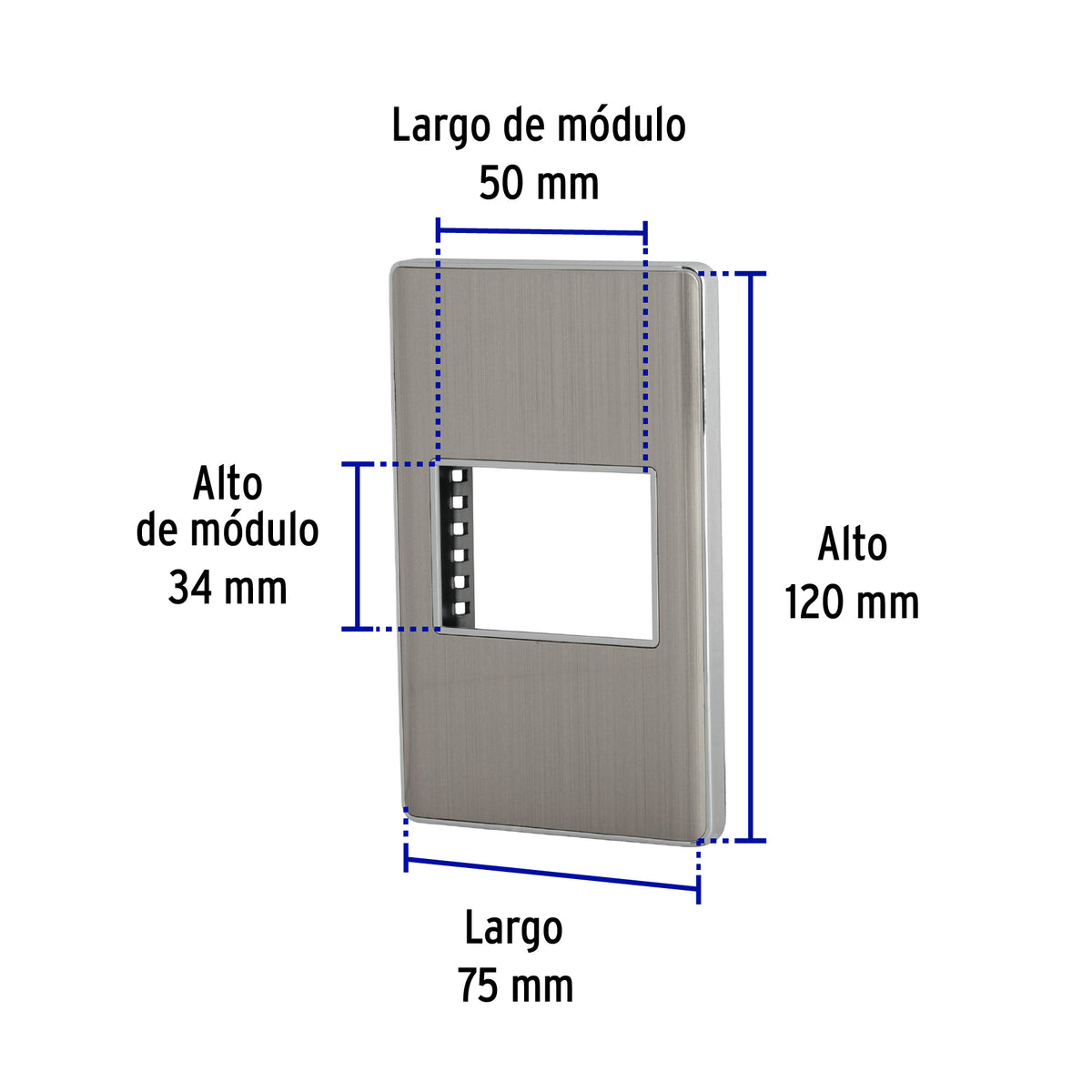 Placa de acero inox con 1 ventana 1.5 módulos, línea Lisboa