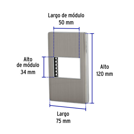 Placa de acero inox con 1 ventana 1.5 módulos, línea Lisboa