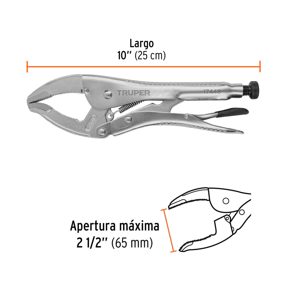 Pinza de presión 10' apertura amplia, Truper