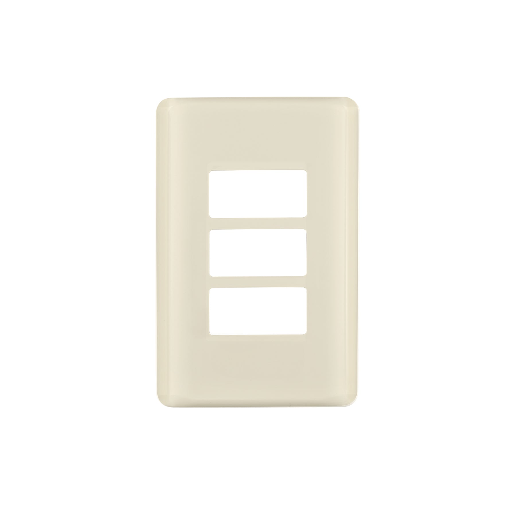 Placa 3 módulos, marfil, línea Volteck Basic