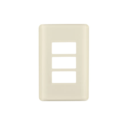 Placa 3 módulos, marfil, línea Volteck Basic