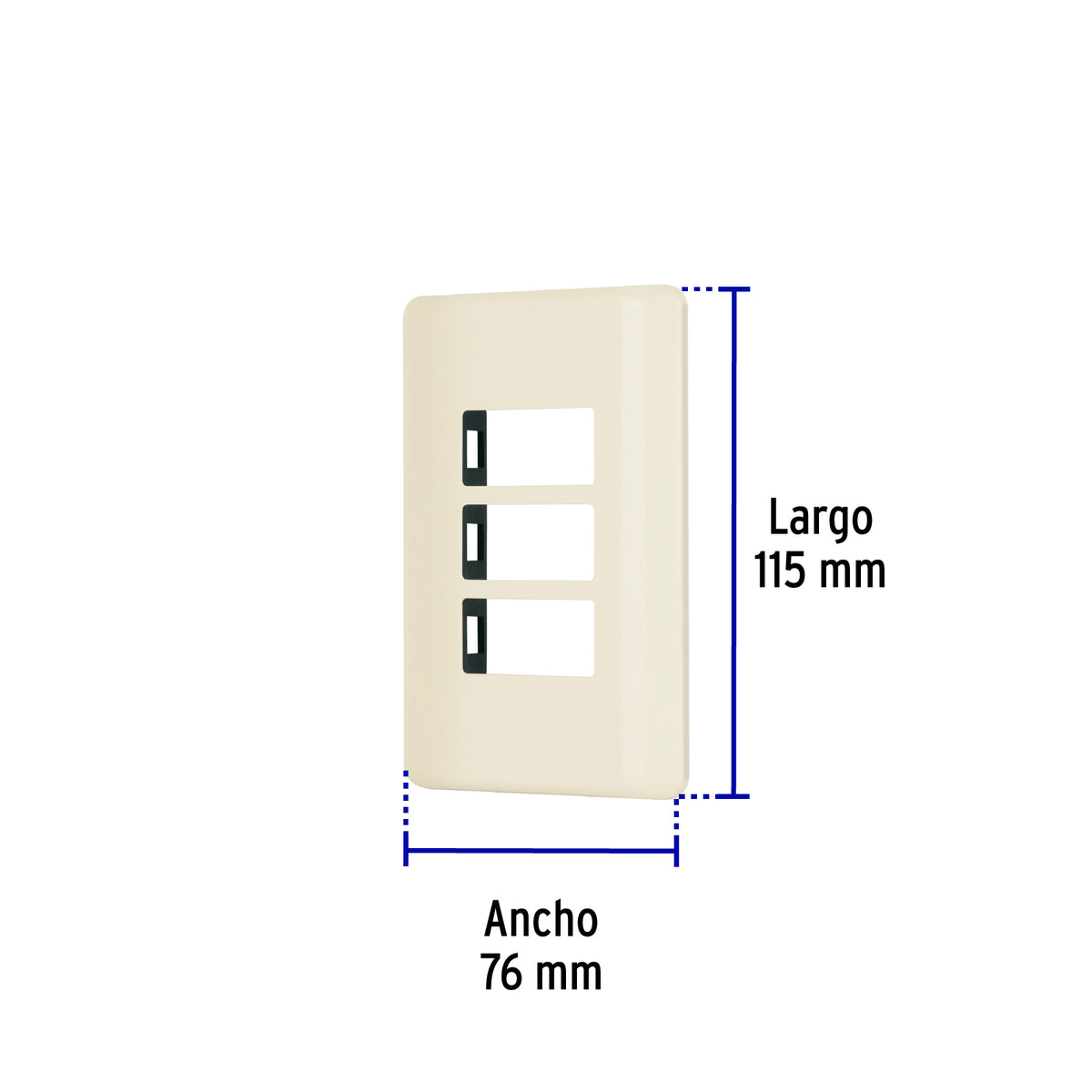 Placa 3 módulos, marfil, línea Volteck Basic