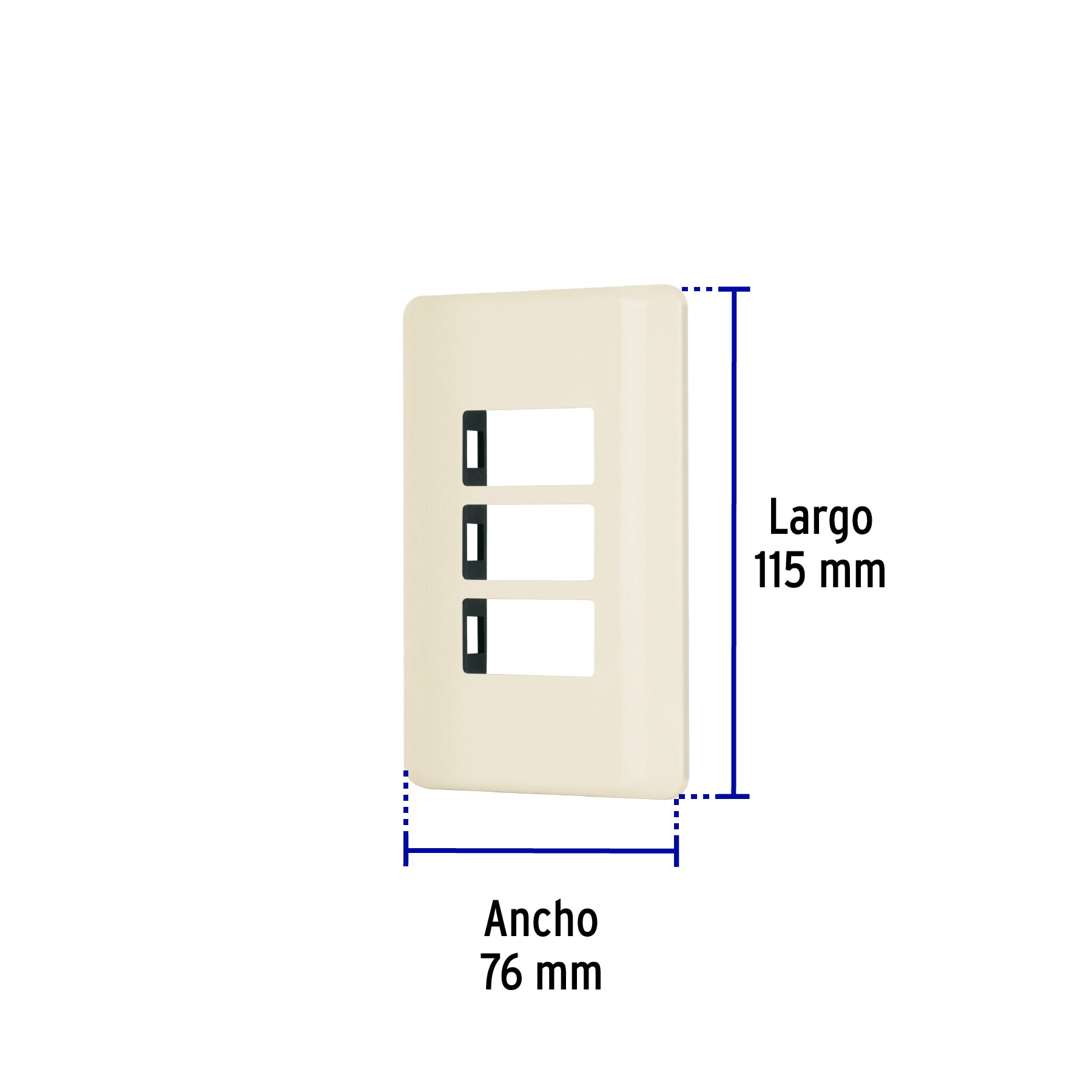 Placa 3 módulos, marfil, línea Volteck Basic