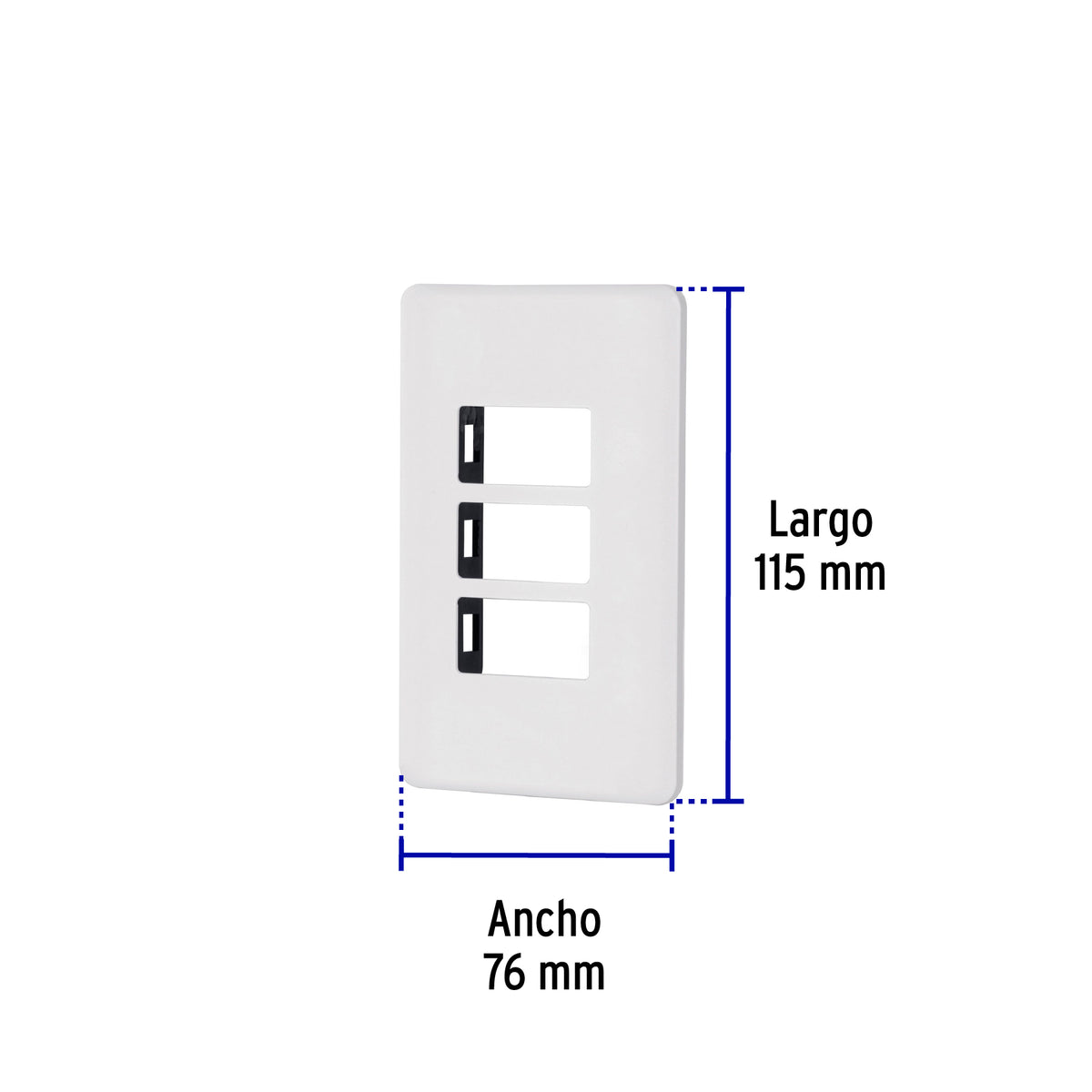 Placa 3 módulos de ABS, blanca, Volteck Basic