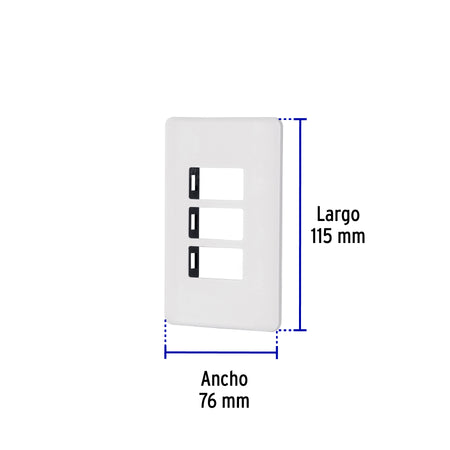 Placa 3 módulos de ABS, blanca, Volteck Basic