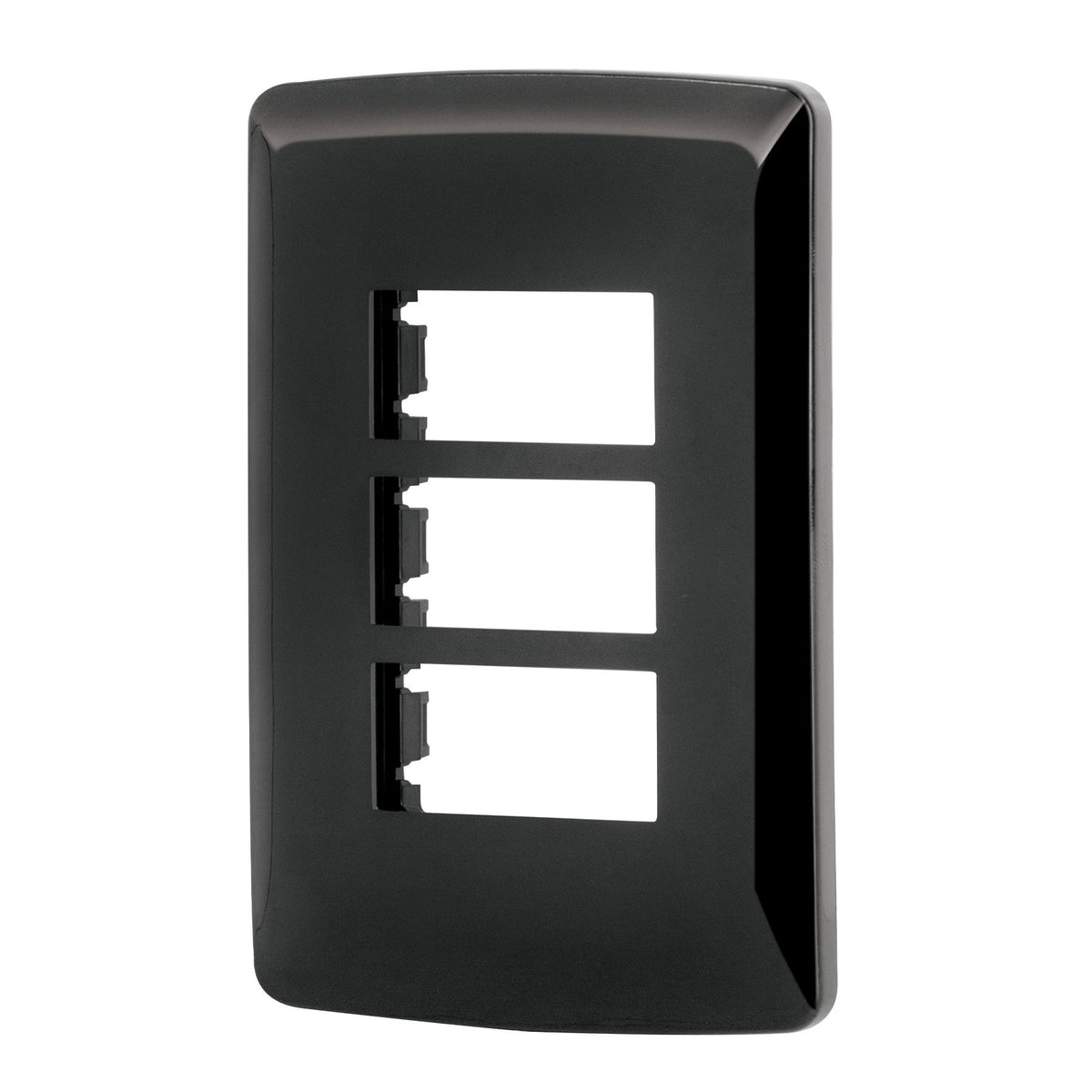 Placa de 3 módulos, negra, Línea Italiana, VOLTECK