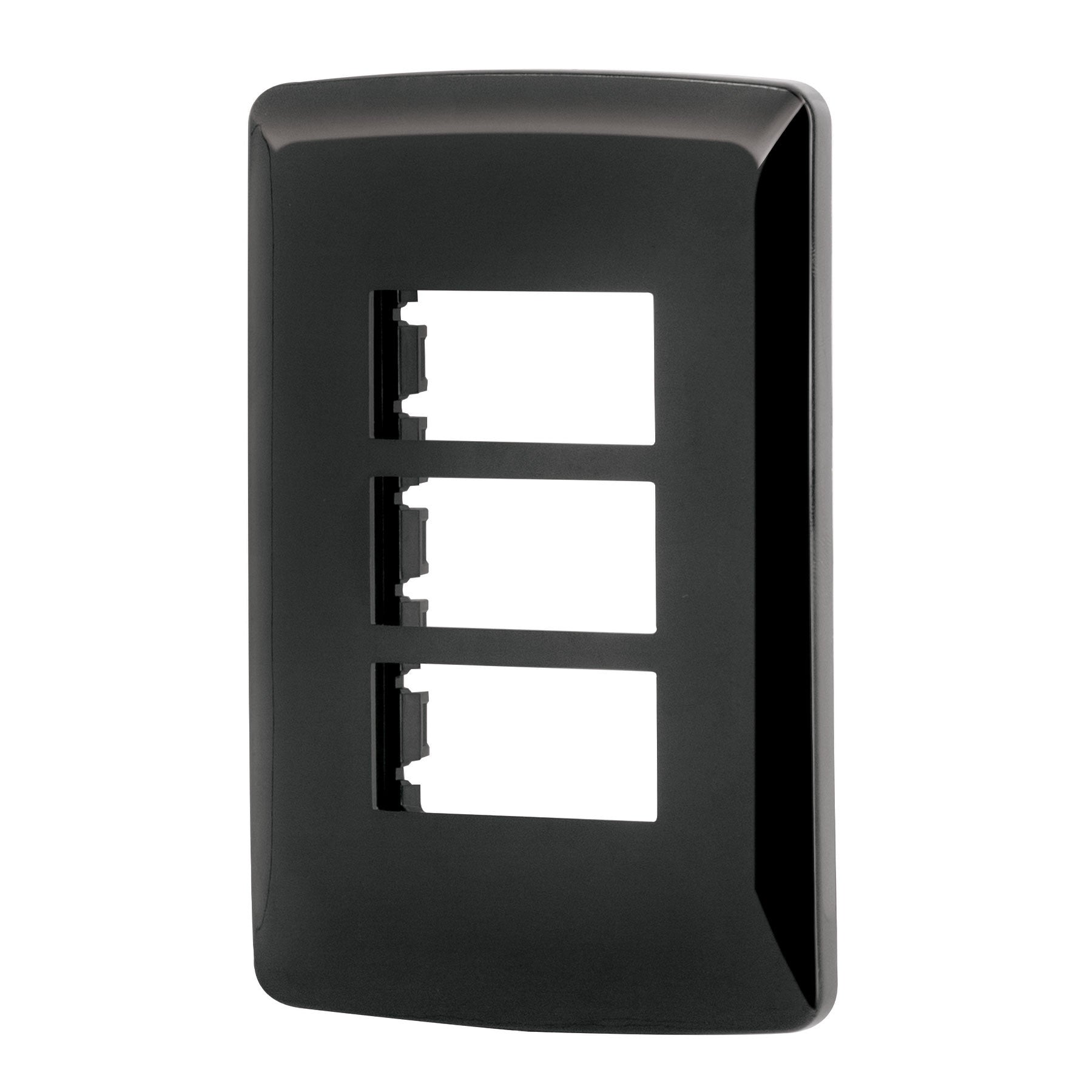 Placa de 3 módulos, negra, Línea Italiana, VOLTECK