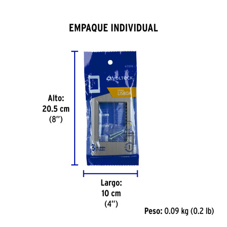 Placa de acero inox con 1 ventana 3 modulos linea Lisboa