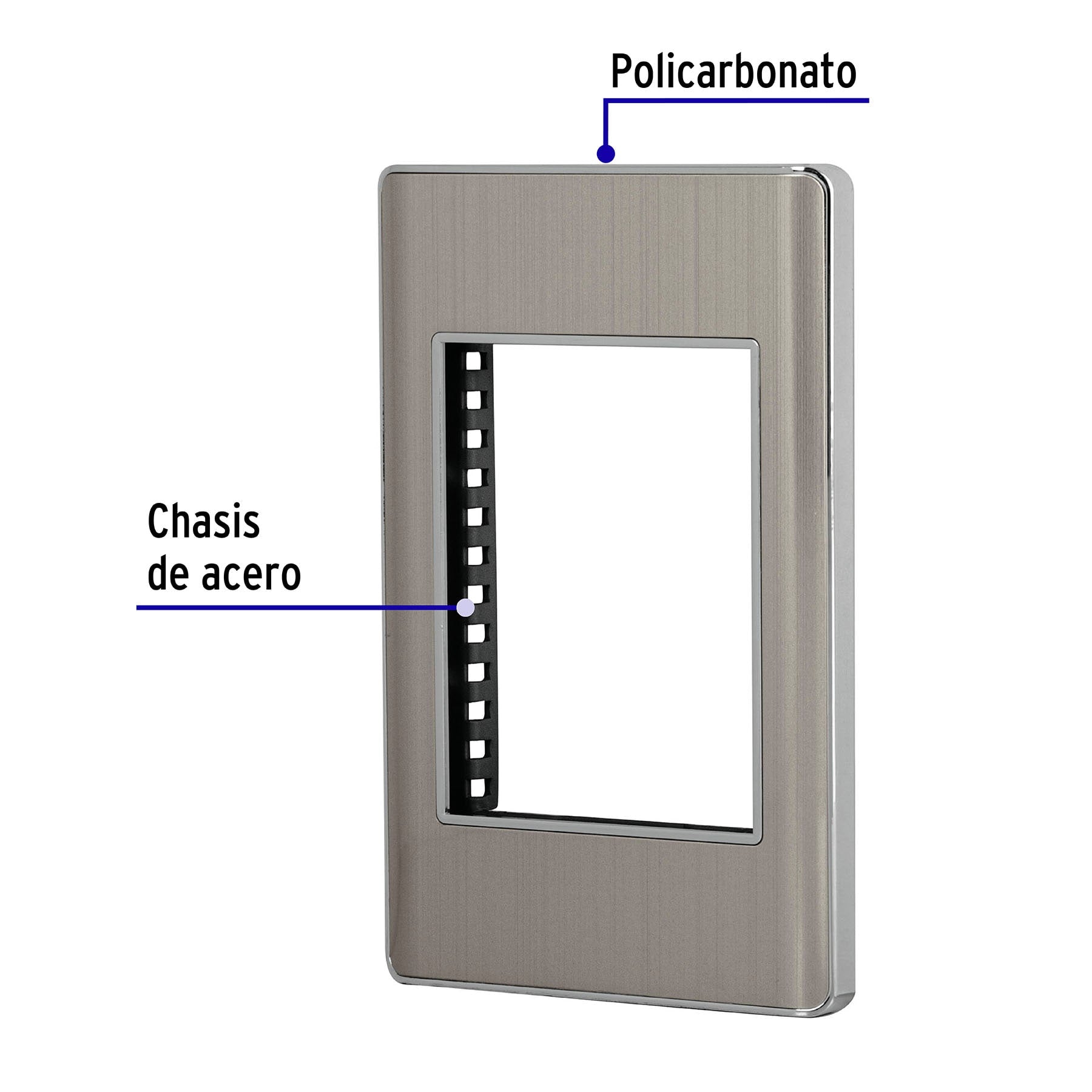 Placa de acero inox con 1 ventana 3 modulos linea Lisboa