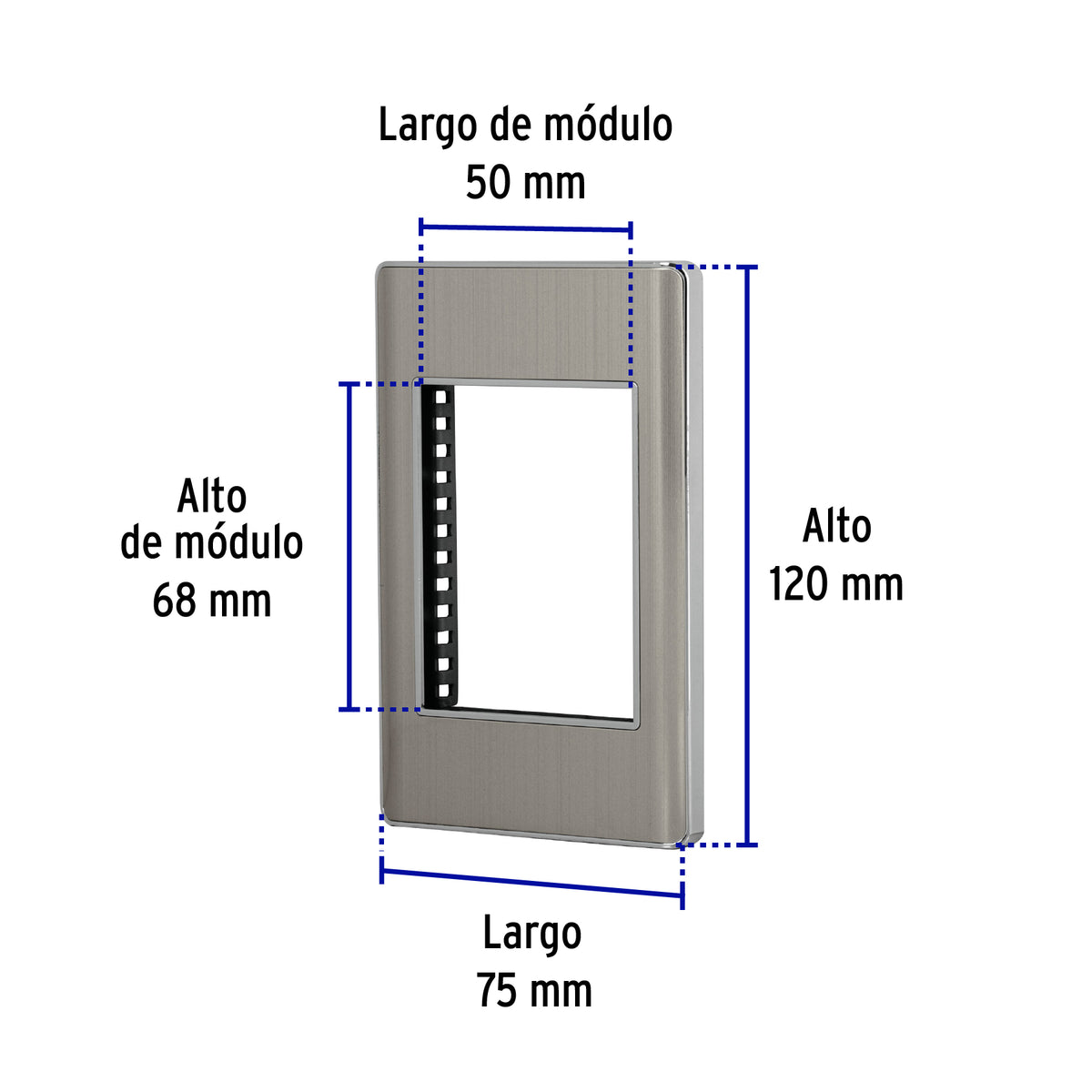 Placa de acero inox con 1 ventana 3 modulos linea Lisboa