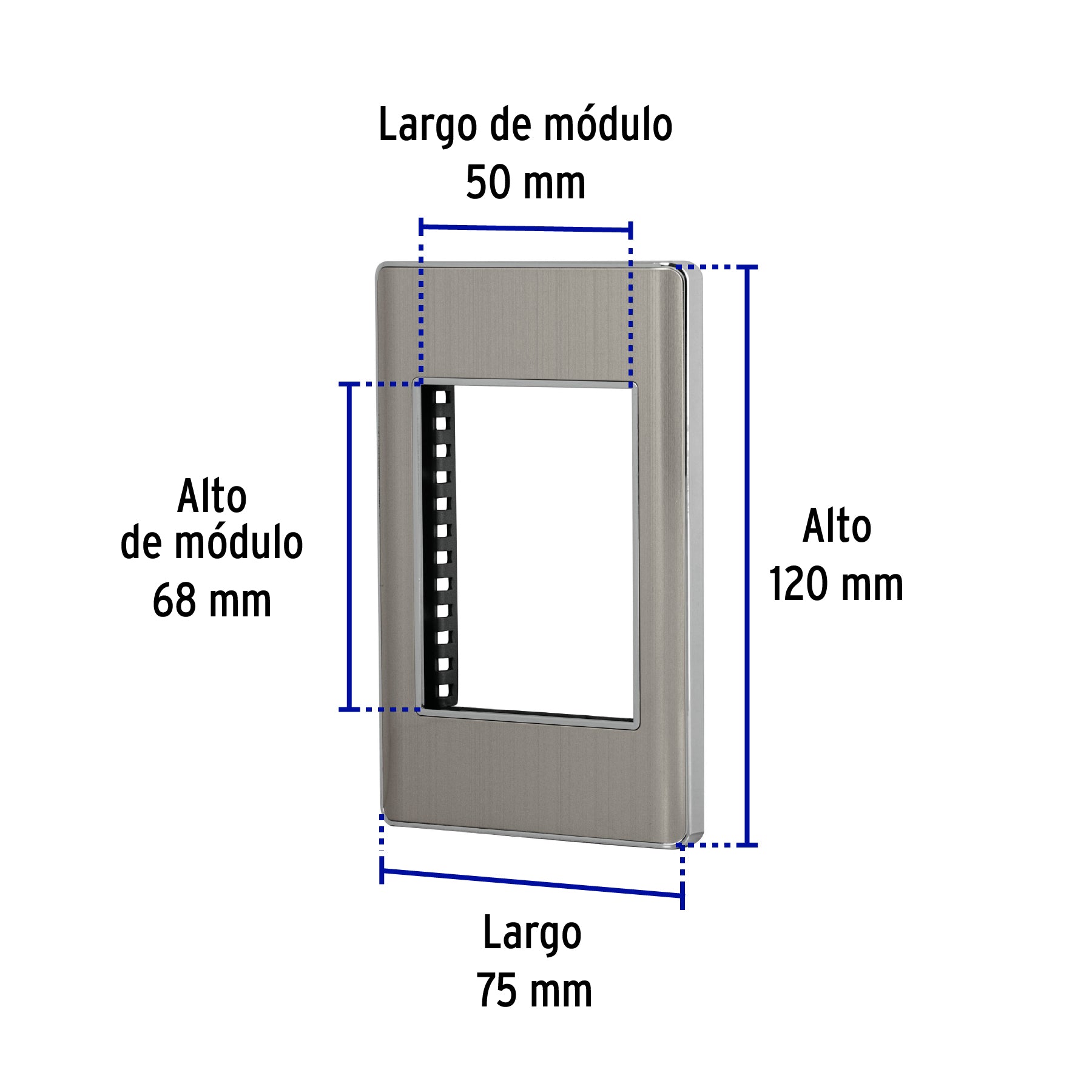 Placa de acero inox con 1 ventana 3 modulos linea Lisboa