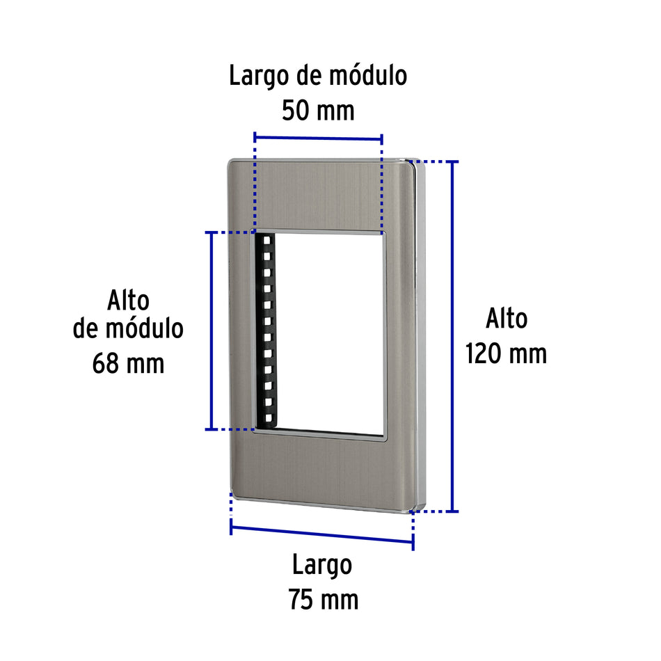 Placa de acero inox con 1 ventana 3 modulos linea Lisboa