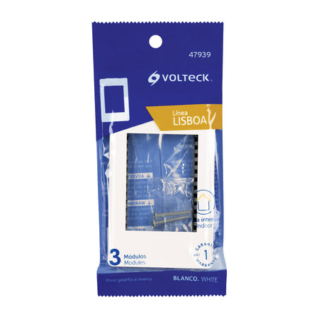Placa de 1 ventana 3 modulos linea Lisboa Volteck blanca