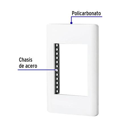 Placa de 1 ventana 3 modulos linea Lisboa Volteck blanca