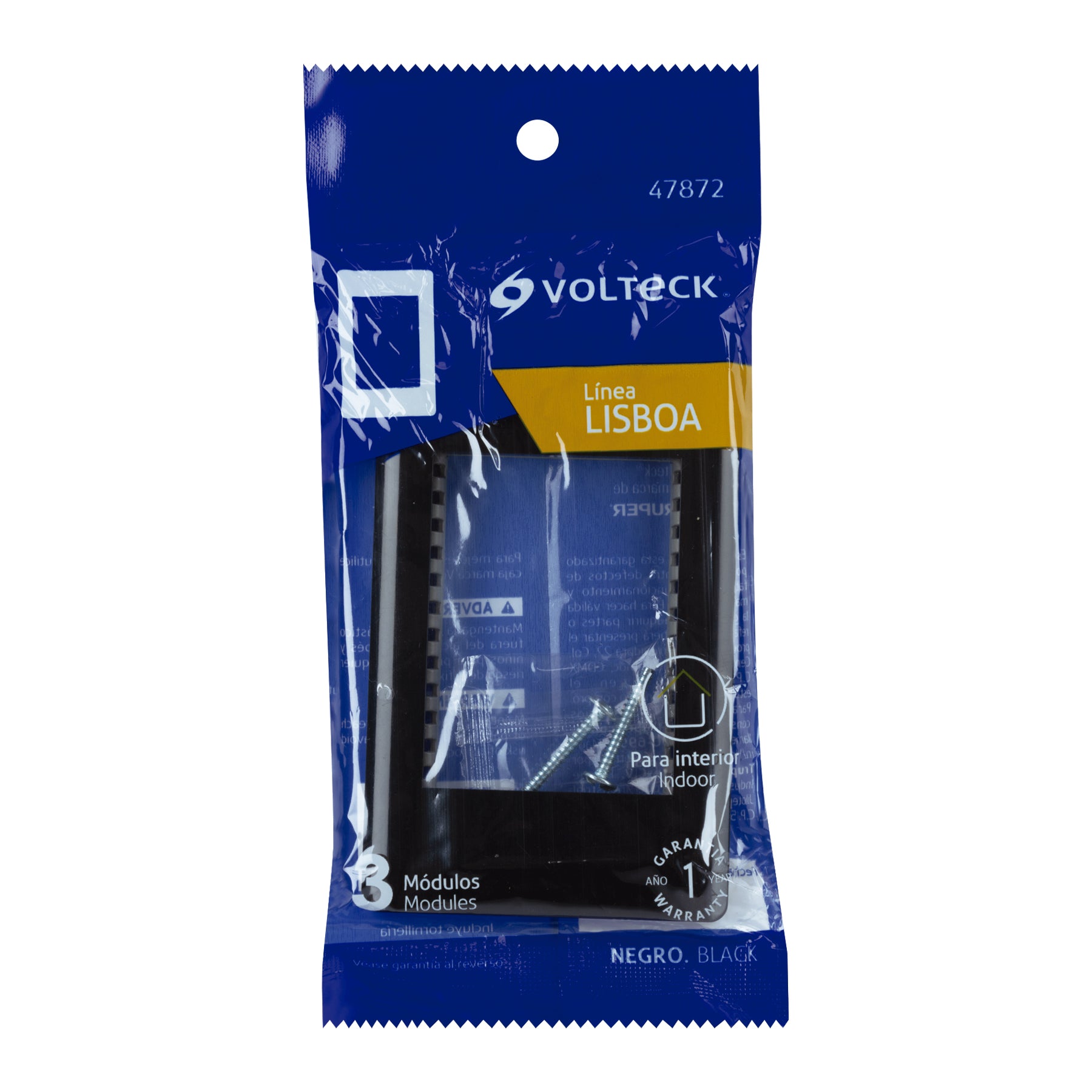 Placa de 1 ventana 3 modulos linea Lisboa Volteck negra