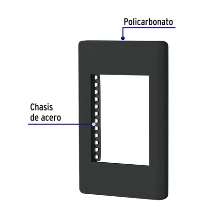Placa de 1 ventana 3 modulos linea Lisboa Volteck negra