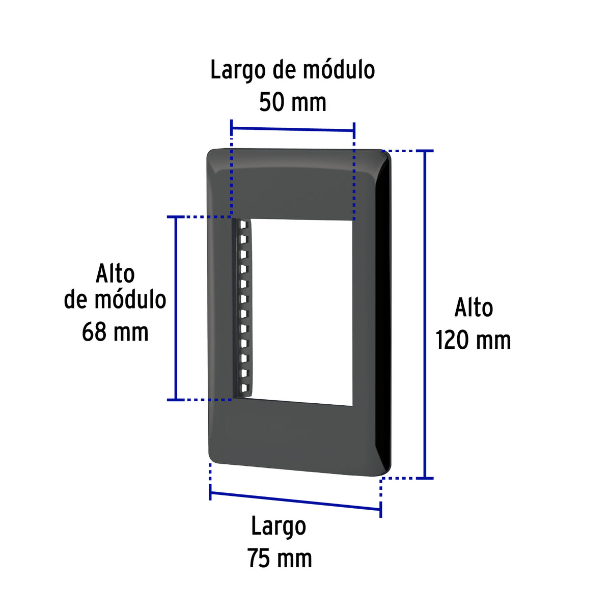 Placa de 1 ventana 3 modulos linea Lisboa Volteck negra