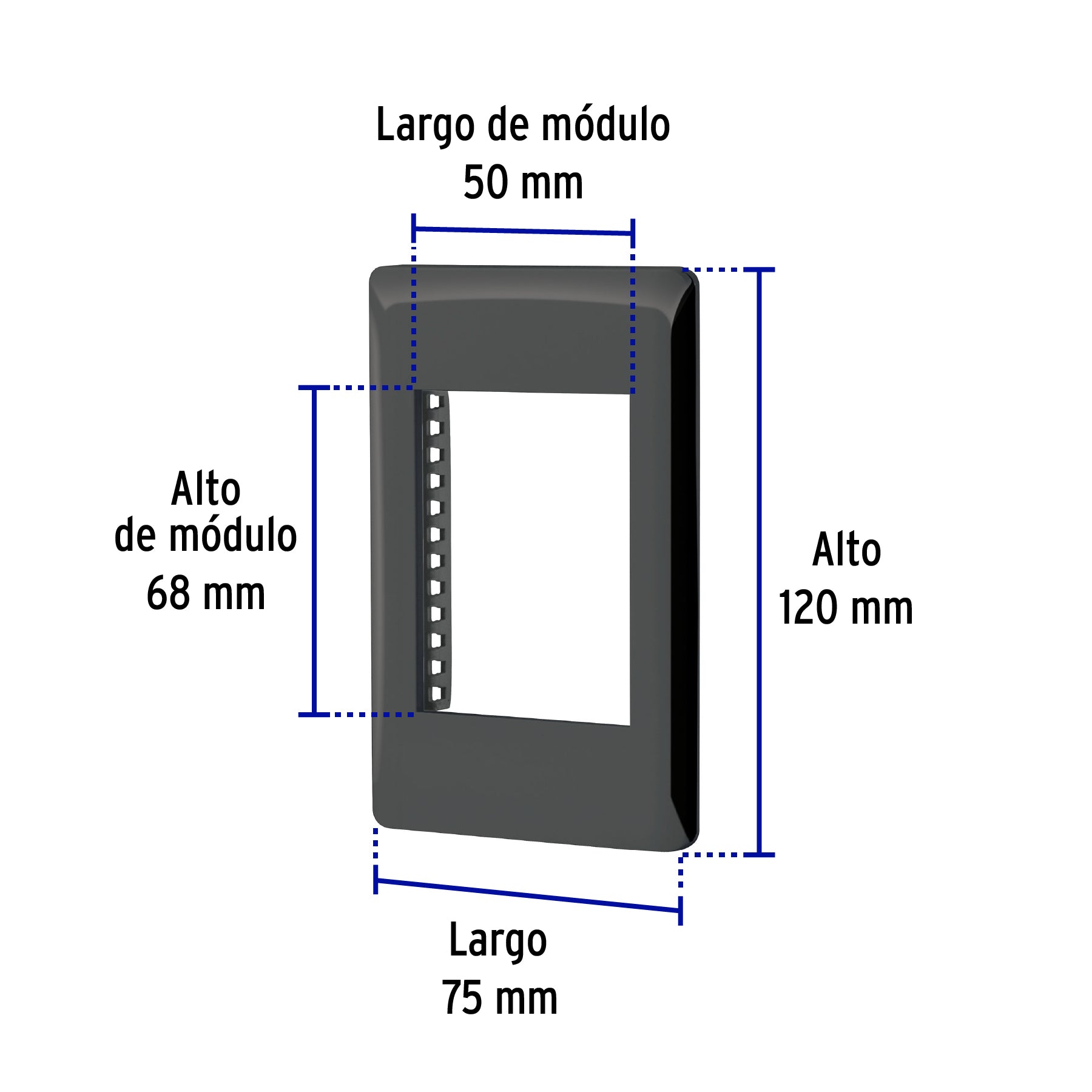 Placa de 1 ventana 3 modulos linea Lisboa Volteck negra