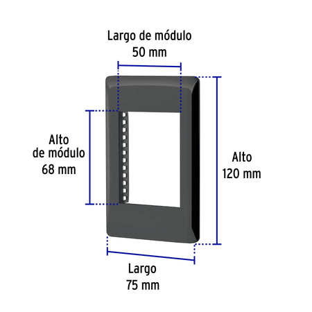 Placa de 1 ventana 3 modulos linea Lisboa Volteck negra