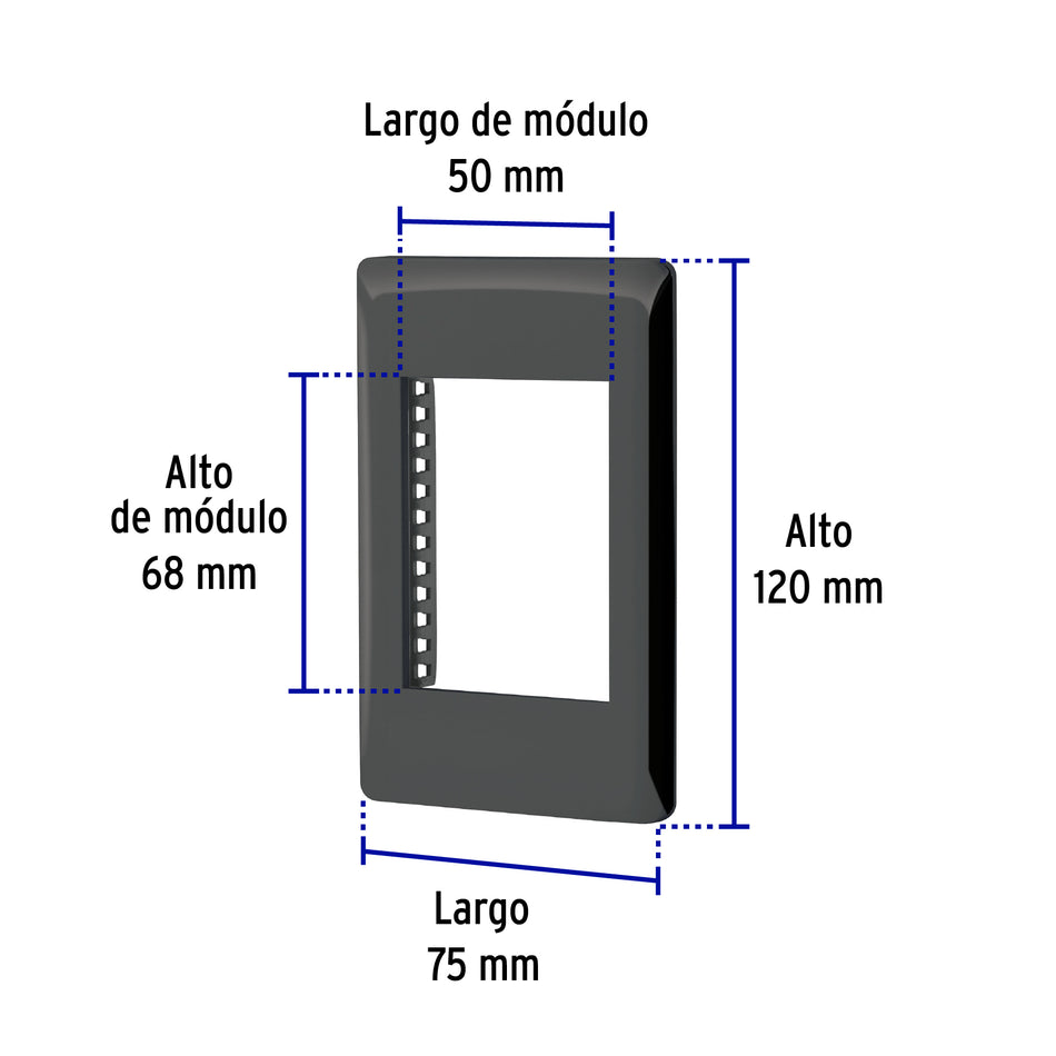Placa de 1 ventana 3 modulos linea Lisboa Volteck negra