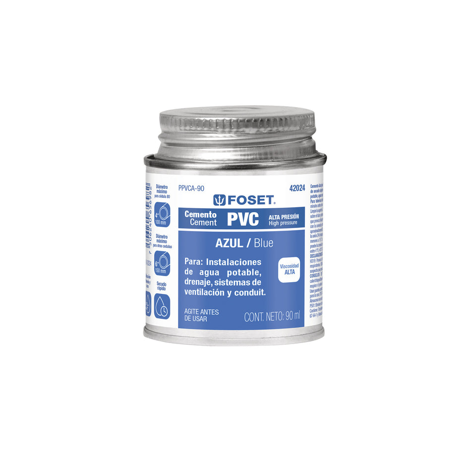 Cemento p/PVC azul alta presion lata 90ml FOSET