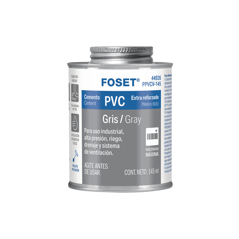 Cemento para PVC gris maxima viscosidad lata 145ml FOSET