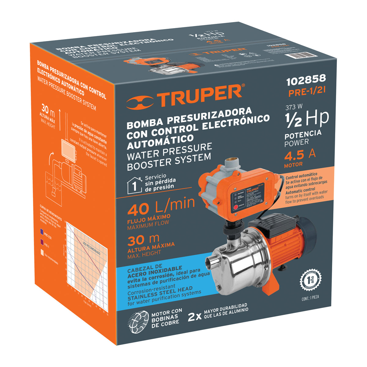 Bomba presurizadora jet hierro con control Truper 1 HP